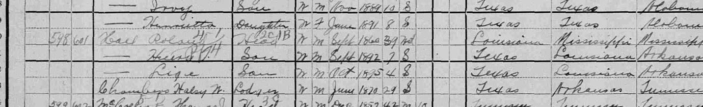 Scan of the record: United States, Census, 1900